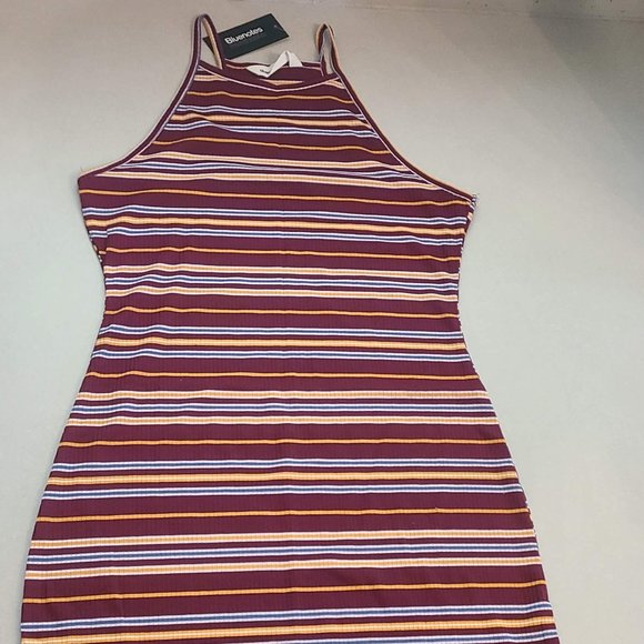 Maroon Striped Bodycon Dress - Picture 3 of 10